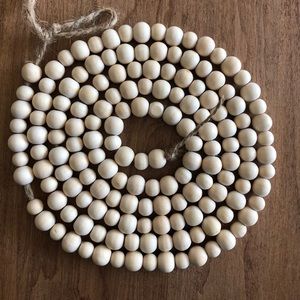 Long Farmhouse Wood Bead Garland Decor